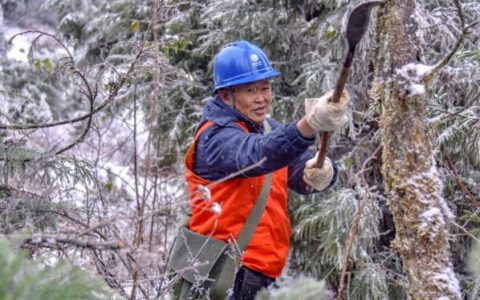 涪陵電力公司雪中無人機巡線