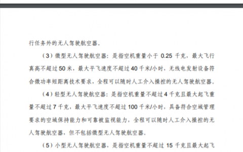 《民用無(wú)人駕駛航空器登記管理程序 》（250g以下重量的無(wú)人機(jī)進(jìn)行登記）