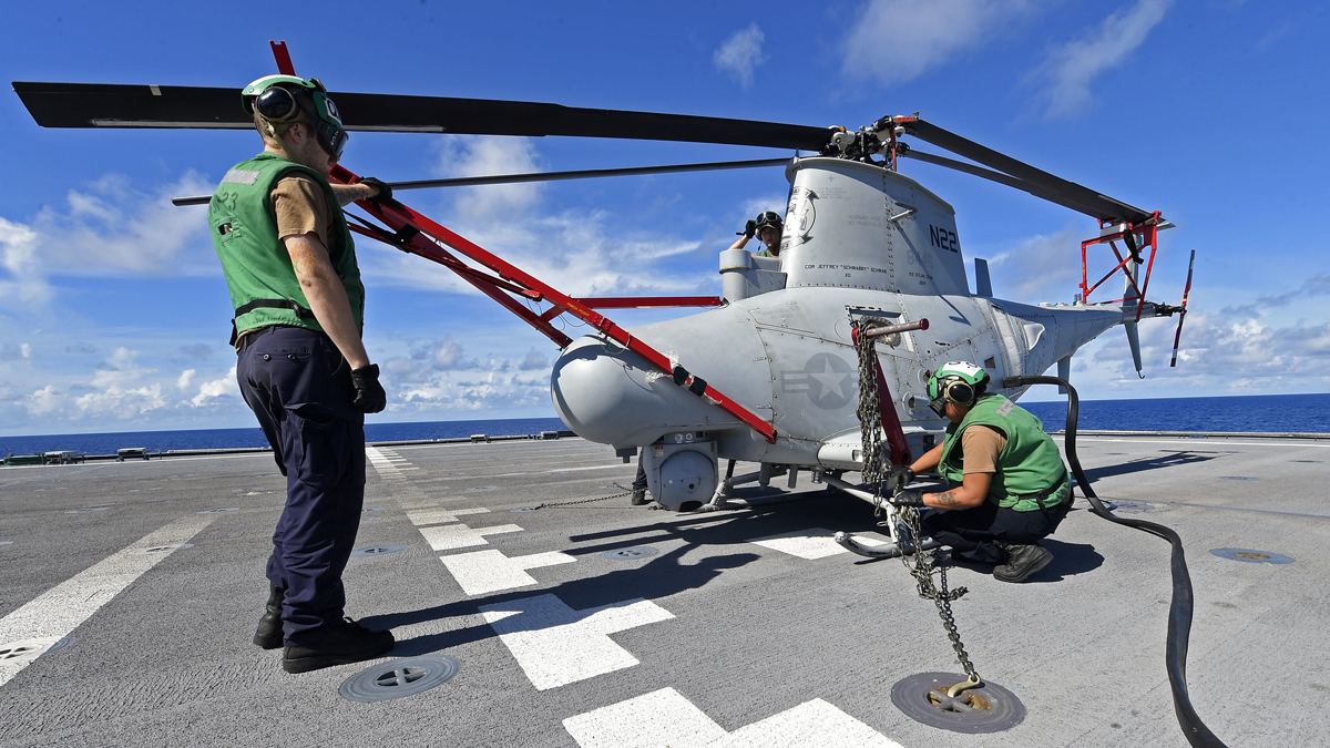 又出事！美軍一架MQ-8B無人機在基地內(nèi)墜毀