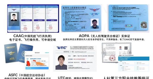 CAAC、AOPA，ASFC、UTC、人社無人機(jī)駕駛員5大證書區(qū)別（2023年）